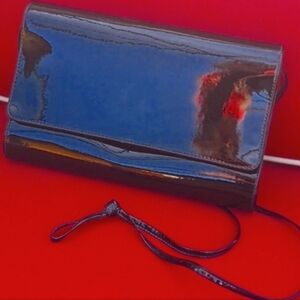 KORET Elegant Black Patent Leather Clutch Handbag